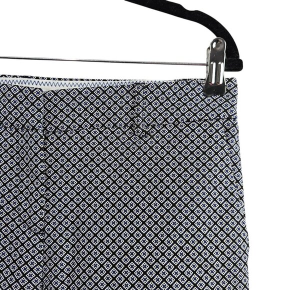 Katherine Barclay Geometric Pattern Cotton Black And Blue Ankle Chino Pants - Picture 3 of 9